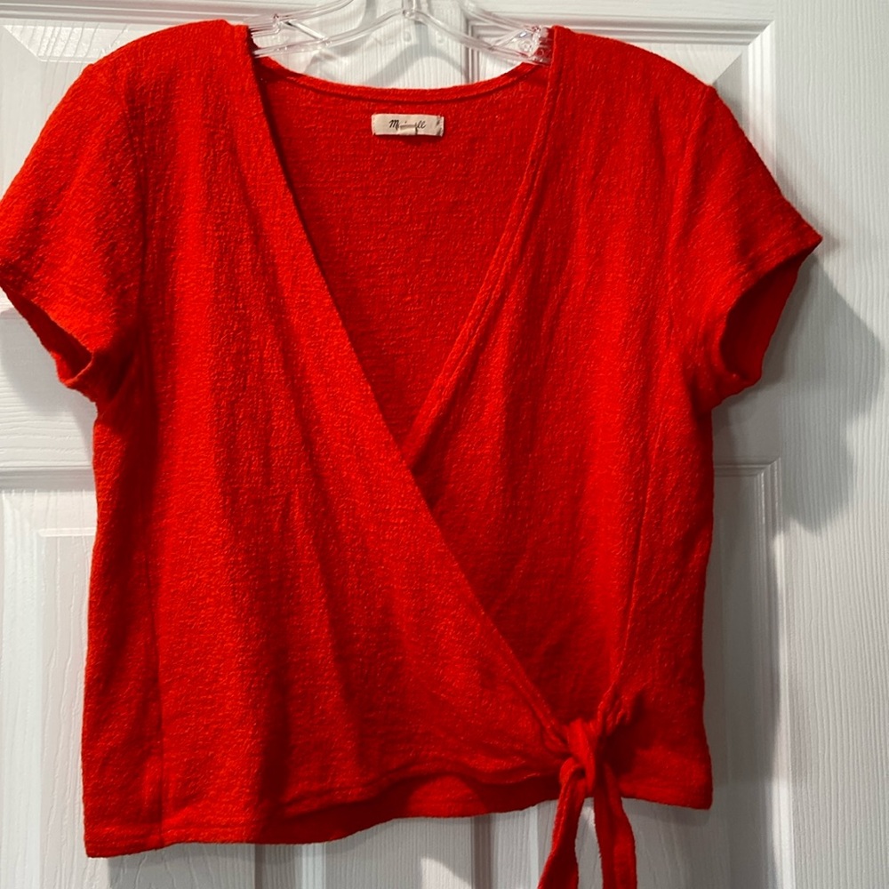 Madewell Red Wrap Top